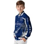 custom rice owls flaming football navy blue white jacket best selling jacketwow