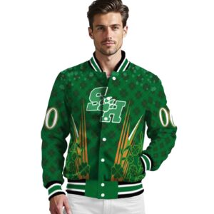 custom sam houston bearkats shamrock pattern green jacket high quality jacketwow