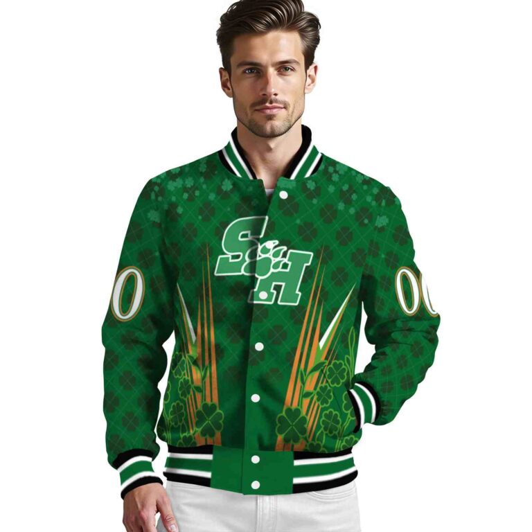 custom sam houston bearkats shamrock pattern green jacket high quality jacketwow