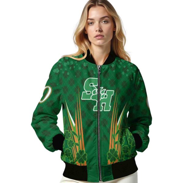 custom sam houston bearkats shamrock pattern green jacket latest model jacketwow