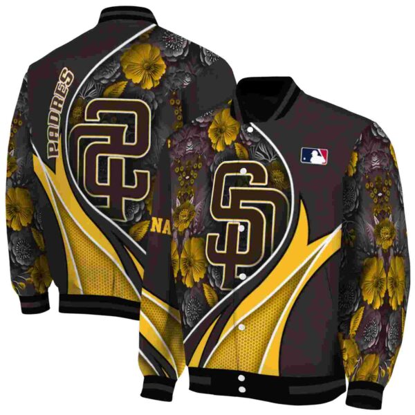 custom san diego padres floral print brown jacket fashion forward jacketwow