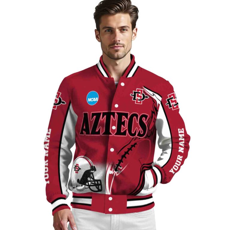 custom san diego state aztecs flaming football red white jacket high quality jacketwow