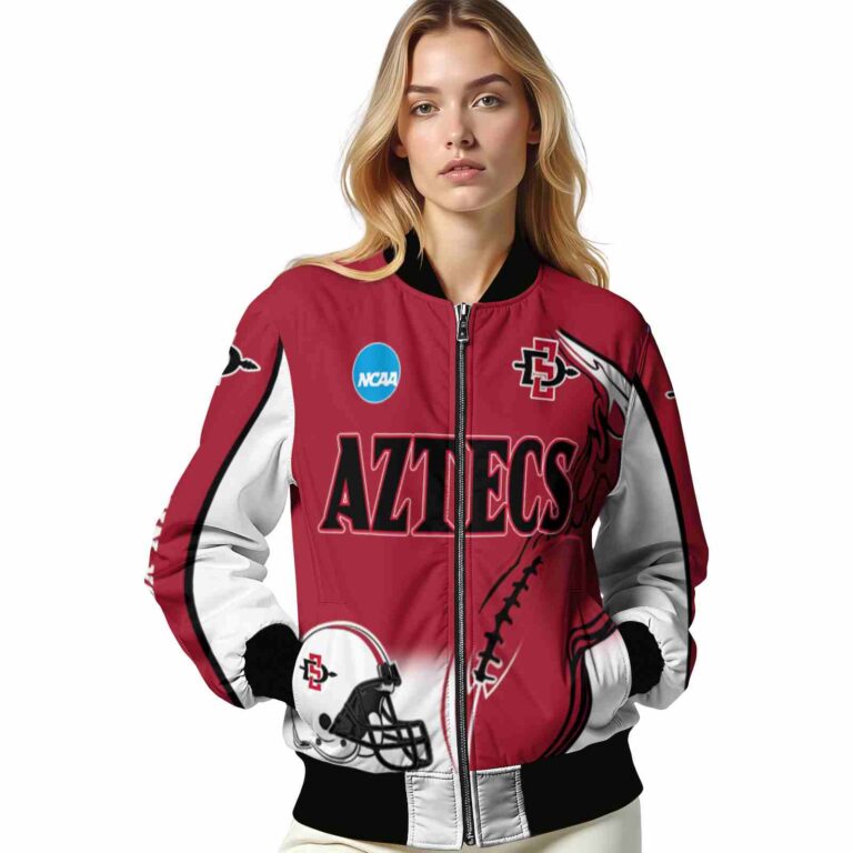 custom san diego state aztecs flaming football red white jacket latest model jacketwow