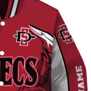 custom san diego state aztecs flaming football red white jacket premium grade jacketwow