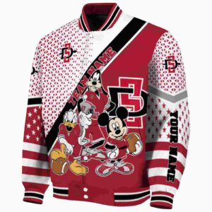 custom san diego state aztecs mickey donald goofy red white jacket best selling jacketwow