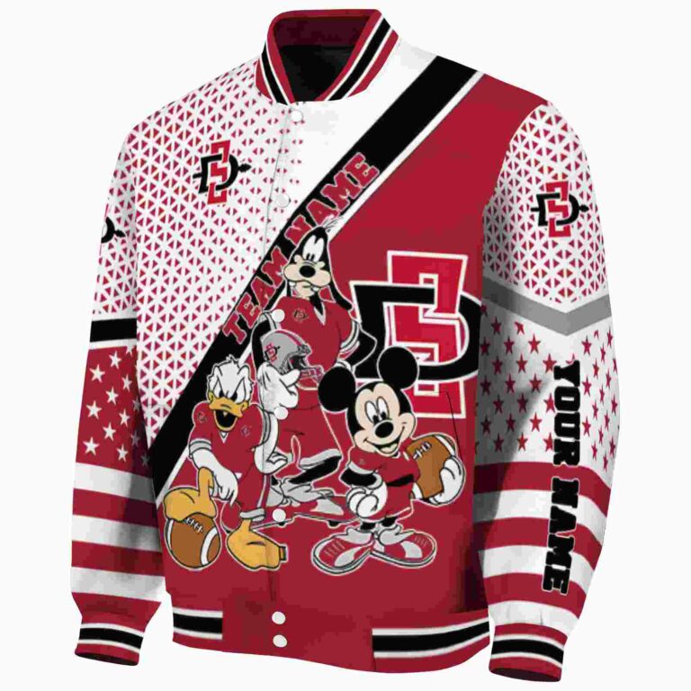 custom san diego state aztecs mickey donald goofy red white jacket best selling jacketwow