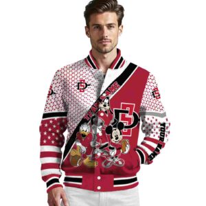 custom san diego state aztecs mickey donald goofy red white jacket high quality jacketwow