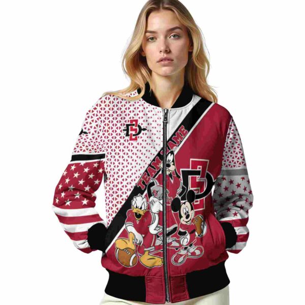 custom san diego state aztecs mickey donald goofy red white jacket latest model jacketwow