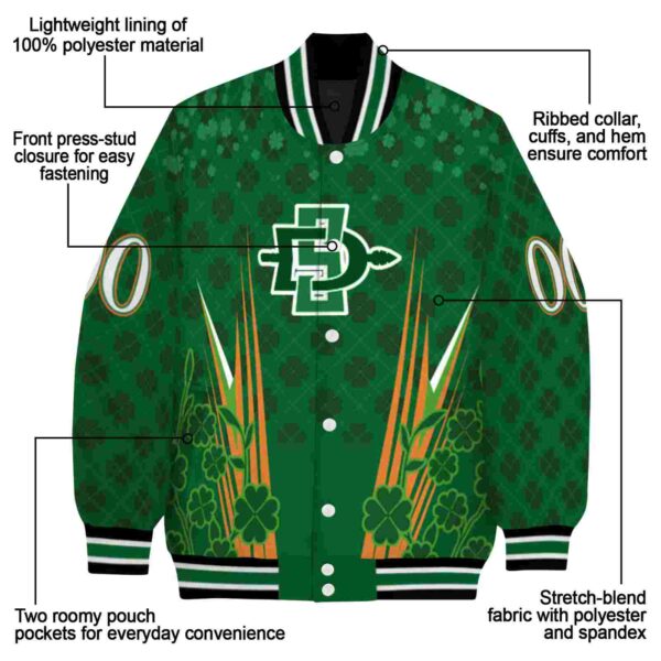 custom san diego state aztecs shamrock pattern green jacket new arrival jacketwow