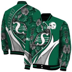 custom saskatchewan roughriders floral print green jacket fashion forward jacketwow