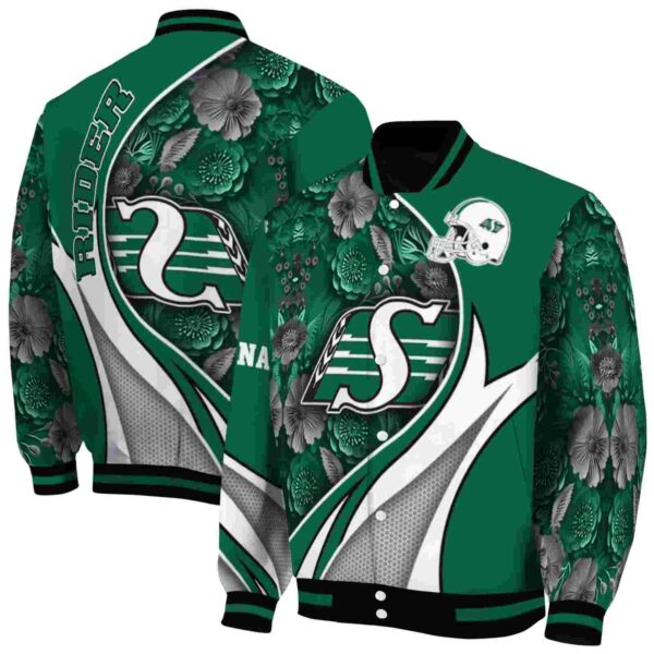 custom saskatchewan roughriders floral print green jacket fashion forward jacketwow