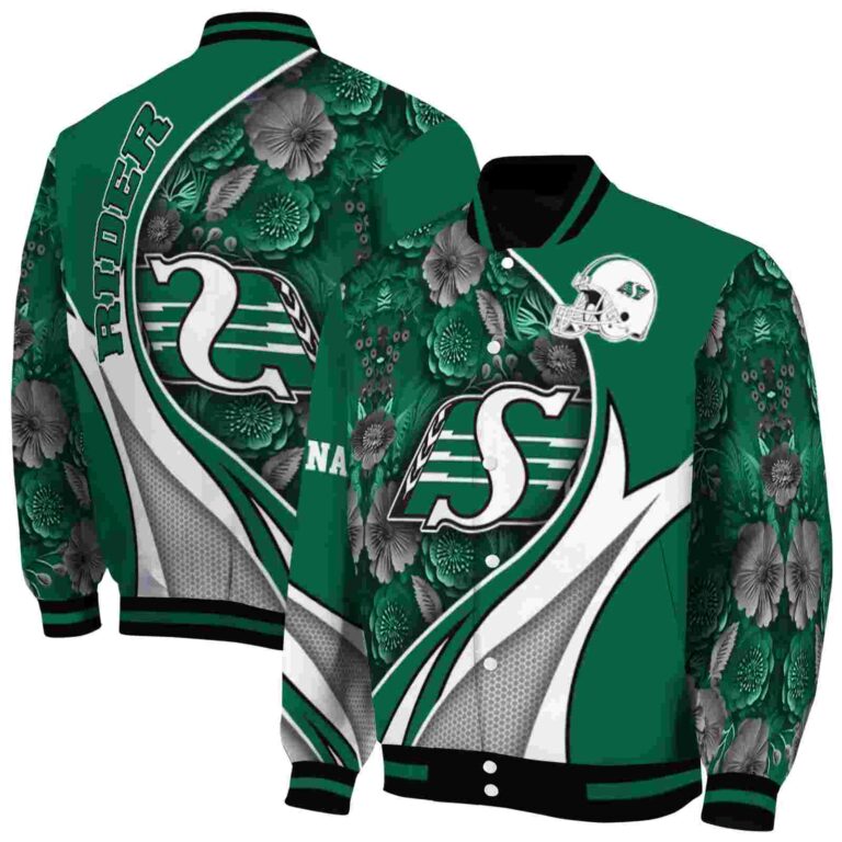 custom saskatchewan roughriders floral print green jacket fashion forward jacketwow