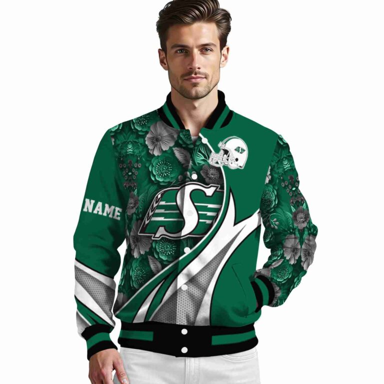 custom saskatchewan roughriders floral print green jacket high quality jacketwow
