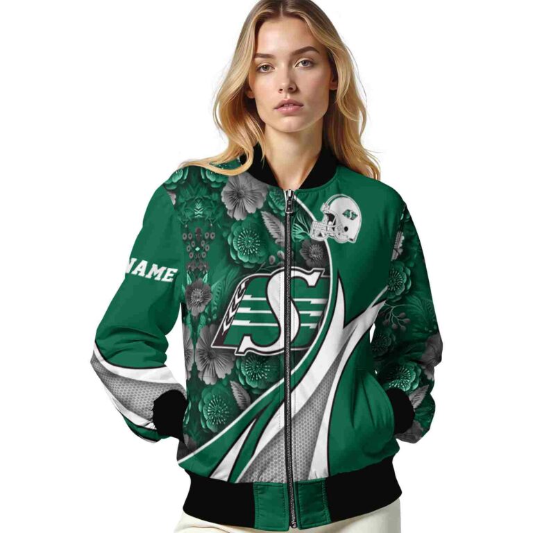 custom saskatchewan roughriders floral print green jacket latest model jacketwow
