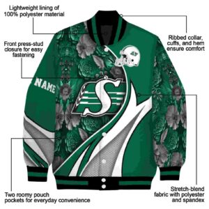 custom saskatchewan roughriders floral print green jacket new arrival jacketwow