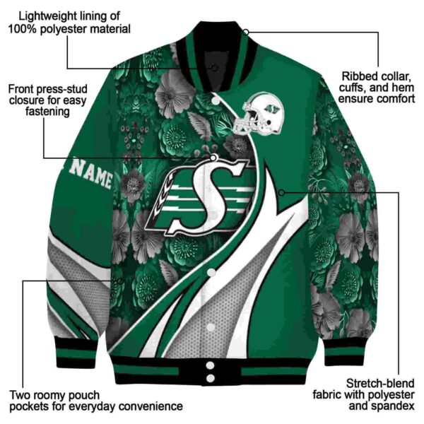 custom saskatchewan roughriders floral print green jacket new arrival jacketwow