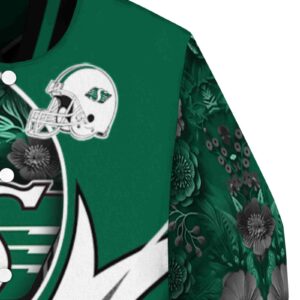 custom saskatchewan roughriders floral print green jacket premium grade jacketwow