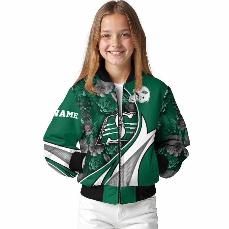 custom saskatchewan roughriders floral print green jacket top rated jacketwow