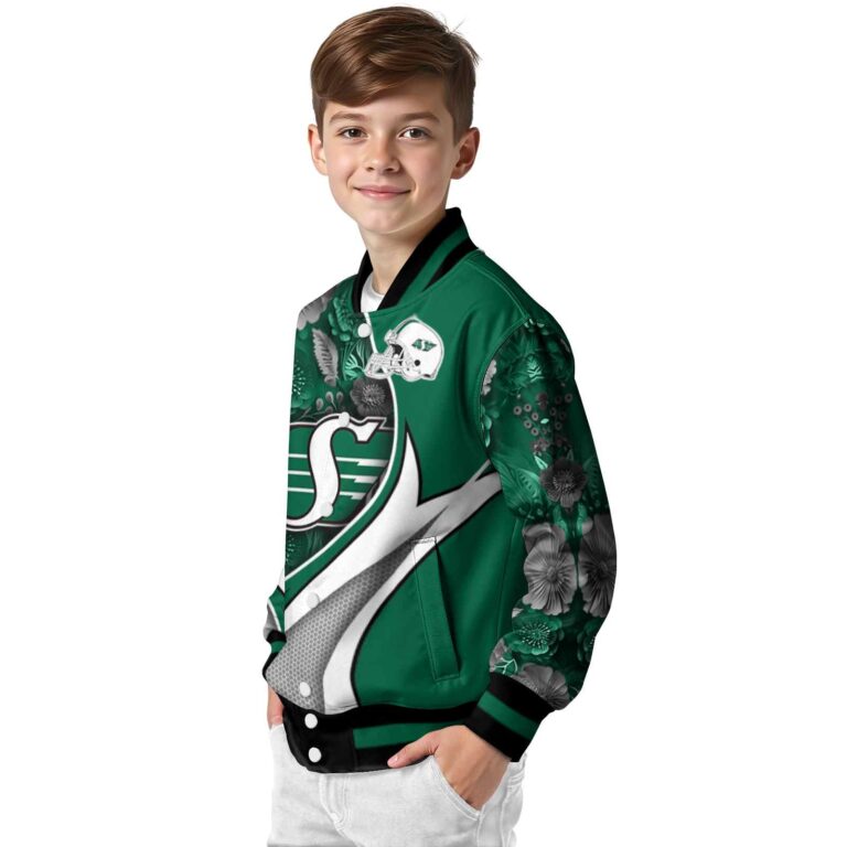 custom saskatchewan roughriders floral print green jacket trendy jacketwow