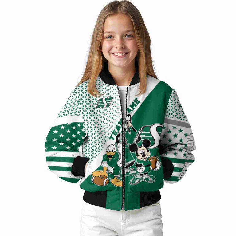 custom saskatchewan roughriders mickey donald goofy green white jacket top rated jacketwow