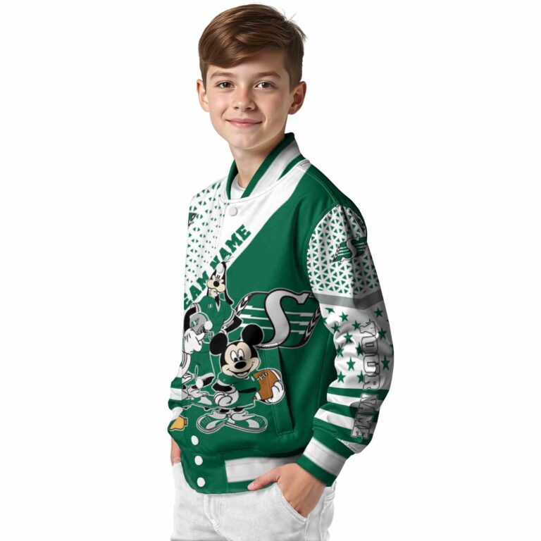 custom saskatchewan roughriders mickey donald goofy green white jacket trendy jacketwow