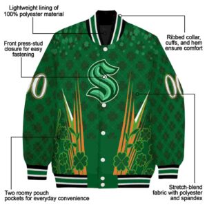 custom seattle kraken shamrock pattern green jacket new arrival jacketwow
