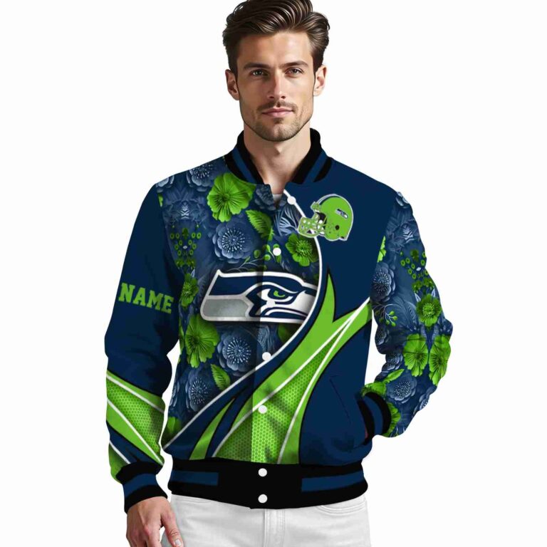 custom seattle seahawks floral print blue jacket high quality jacketwow