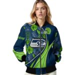 custom seattle seahawks floral print blue jacket best selling jacketwow