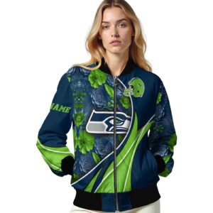 custom seattle seahawks floral print blue jacket latest model jacketwow