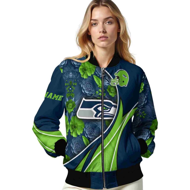 custom seattle seahawks floral print blue jacket latest model jacketwow