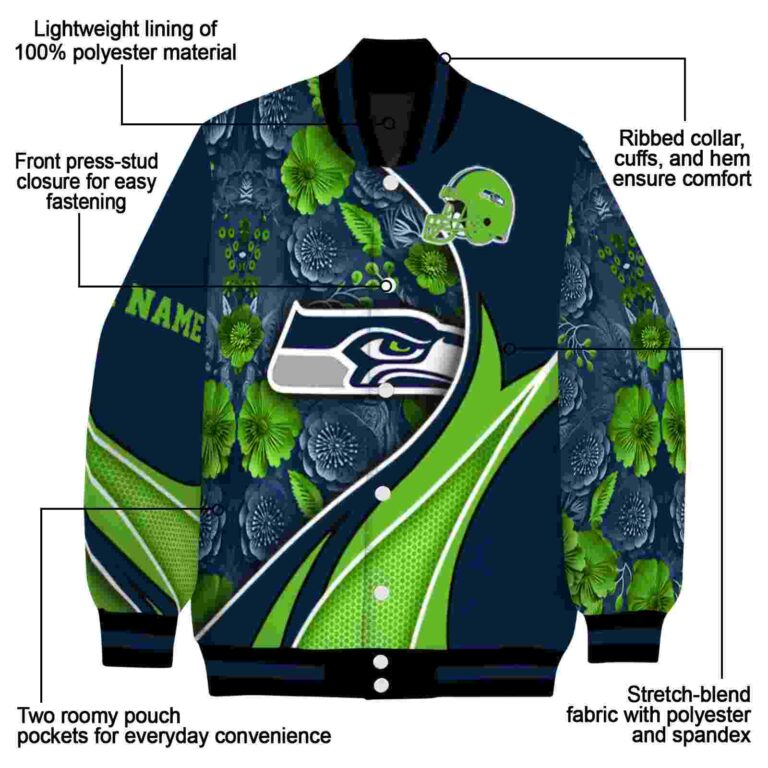 custom seattle seahawks floral print blue jacket new arrival jacketwow