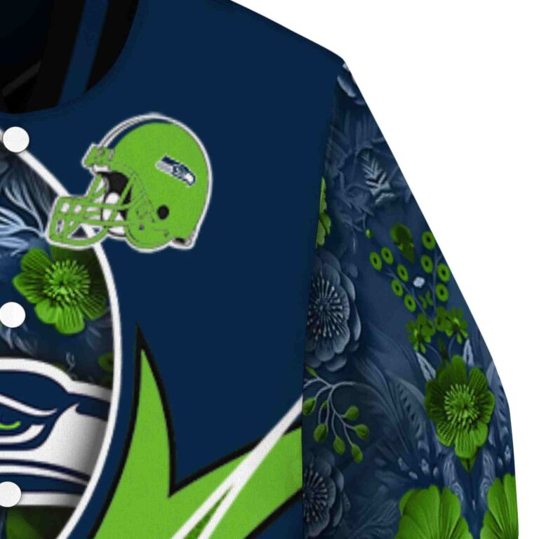 custom seattle seahawks floral print blue jacket premium grade jacketwow