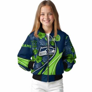 custom seattle seahawks floral print blue jacket top rated jacketwow