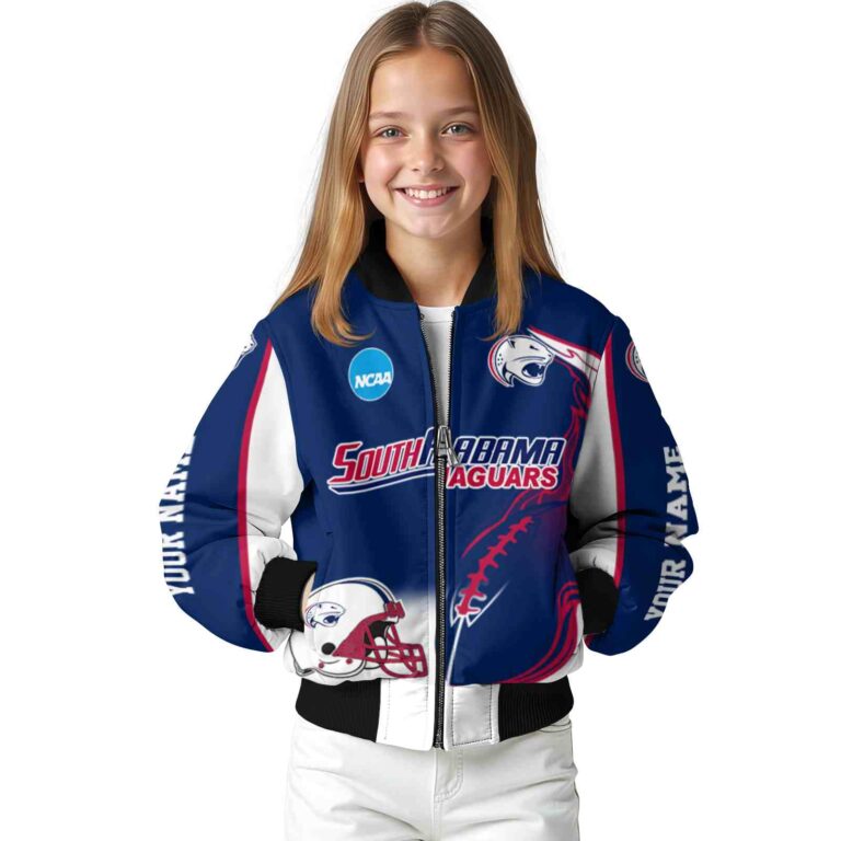 custom south alabama jaguars flaming football blue white jacket top rated jacketwow