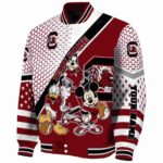 custom south carolina gamecocks mickey donald goofy garnet white jacket best selling jacketwow