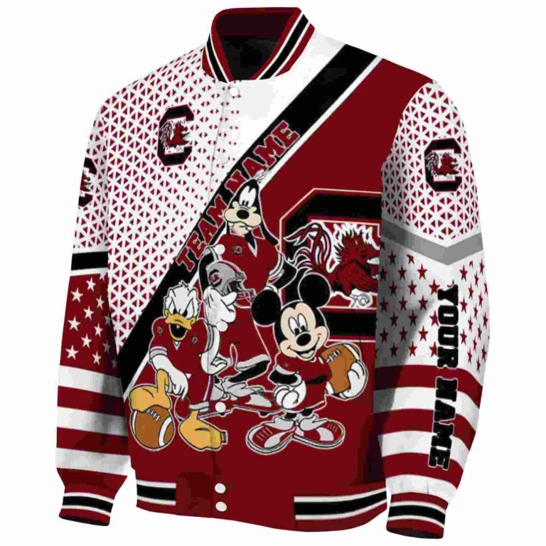 custom south carolina gamecocks mickey donald goofy garnet white jacket best selling jacketwow
