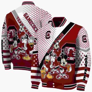 custom south carolina gamecocks mickey donald goofy garnet white jacket fashion forward jacketwow