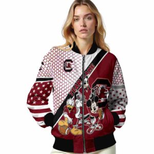 custom south carolina gamecocks mickey donald goofy garnet white jacket latest model jacketwow