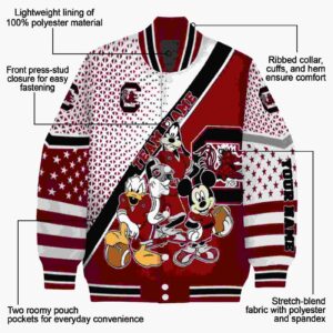 custom south carolina gamecocks mickey donald goofy garnet white jacket new arrival jacketwow