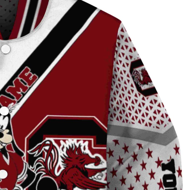 custom south carolina gamecocks mickey donald goofy garnet white jacket premium grade jacketwow