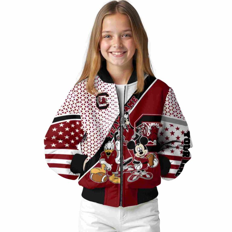 custom south carolina gamecocks mickey donald goofy garnet white jacket top rated jacketwow