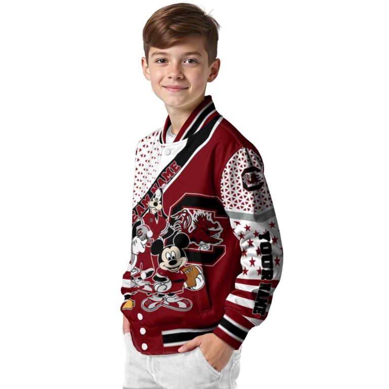custom south carolina gamecocks mickey donald goofy garnet white jacket trendy jacketwow