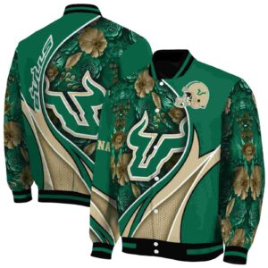 custom south florida bulls floral print green jacket fashion forward jacketwow