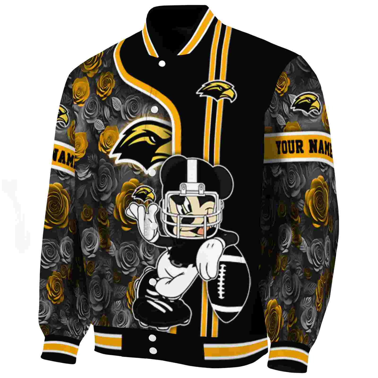 custom southern miss golden eagles rose mickey black jacket best selling jacketwow custom southern miss golden eagles rose mickey black jacket best selling jacketwow