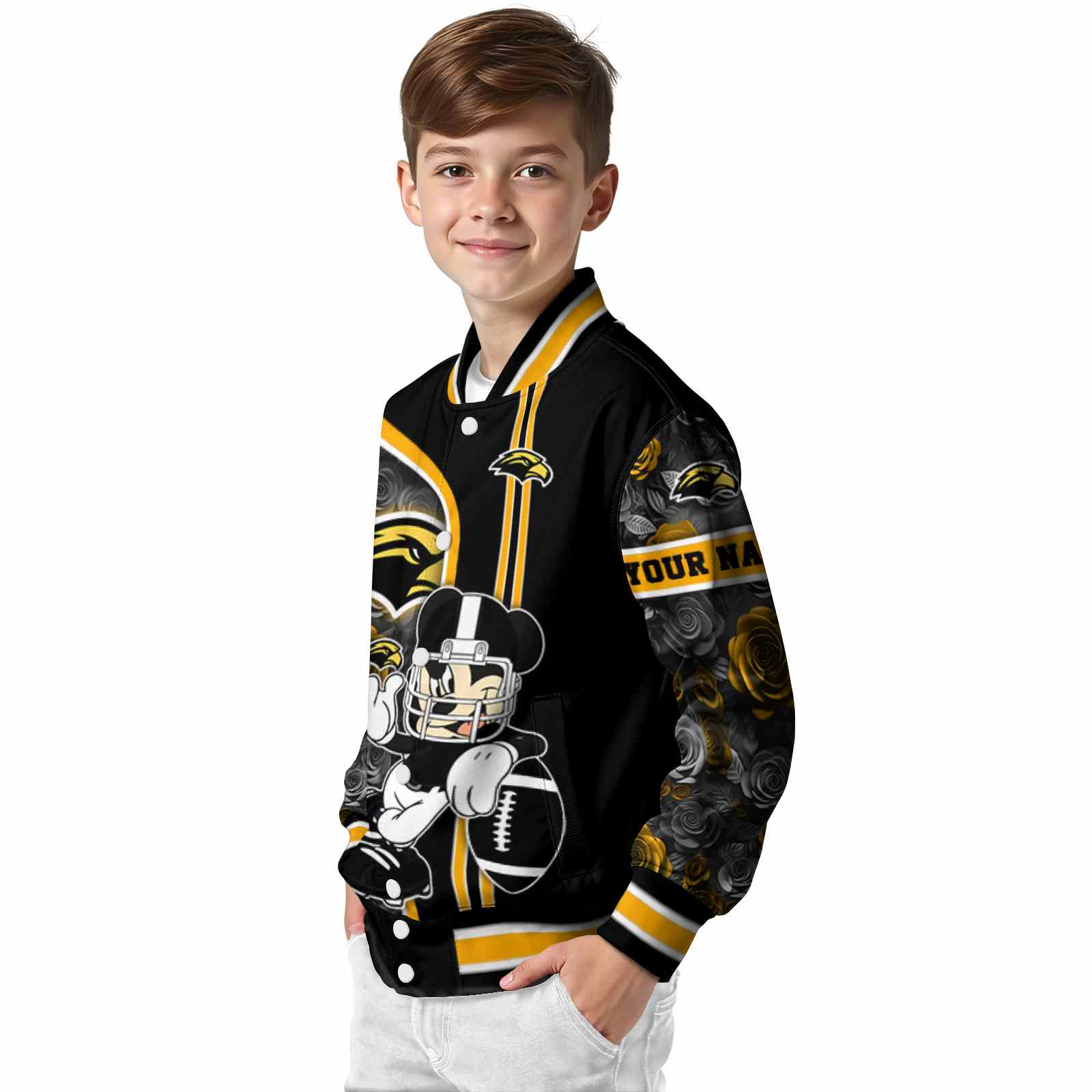 custom southern miss golden eagles rose mickey black jacket trendy jacketwow custom southern miss golden eagles rose mickey black jacket trendy jacketwow