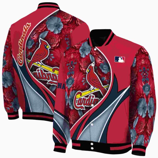 custom st louis cardinals floral print red jacket fashion forward jacketwow