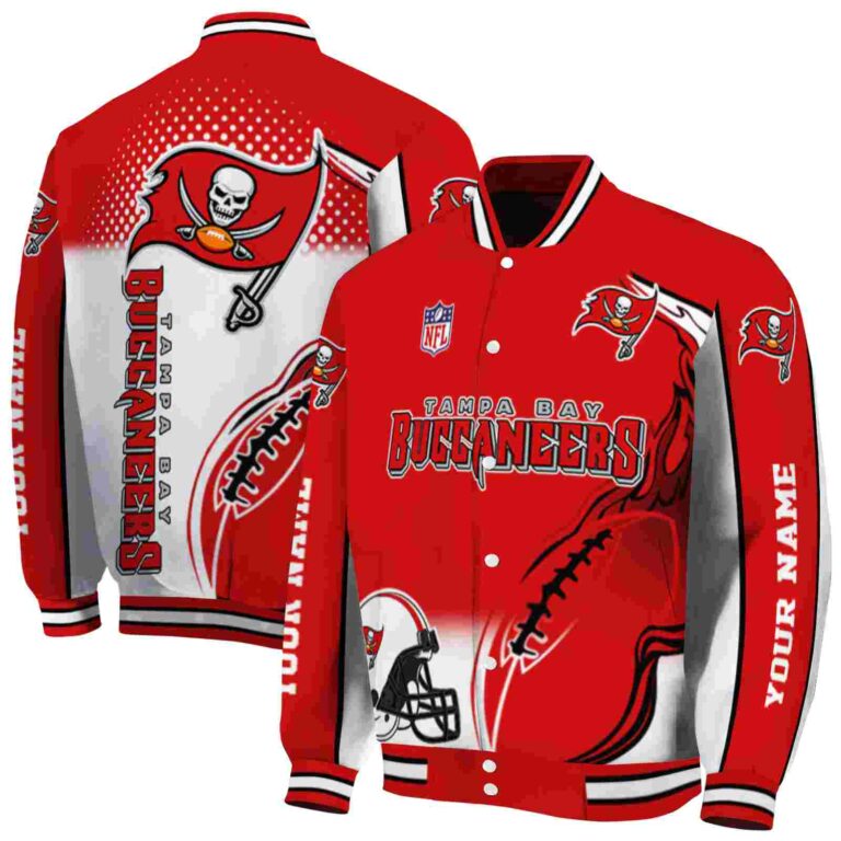 custom tampa bay buccaneers flaming football red white jacket fashion forward jacketwow