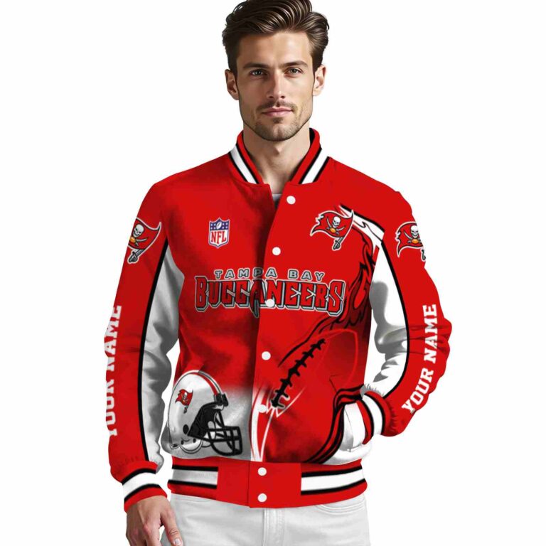custom tampa bay buccaneers flaming football red white jacket high quality jacketwow