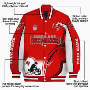 custom tampa bay buccaneers flaming football red white jacket new arrival jacketwow