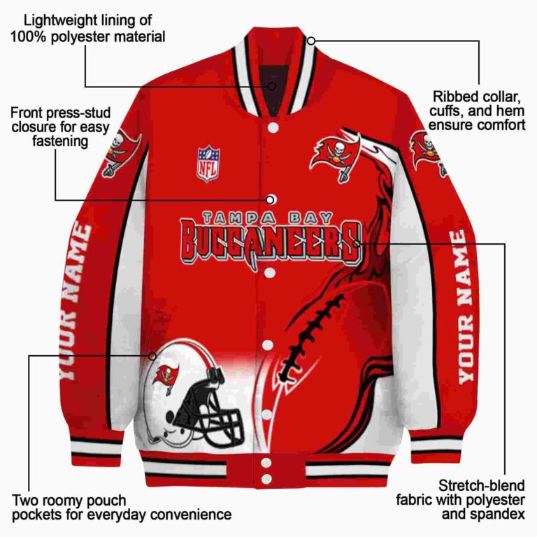 custom tampa bay buccaneers flaming football red white jacket new arrival jacketwow